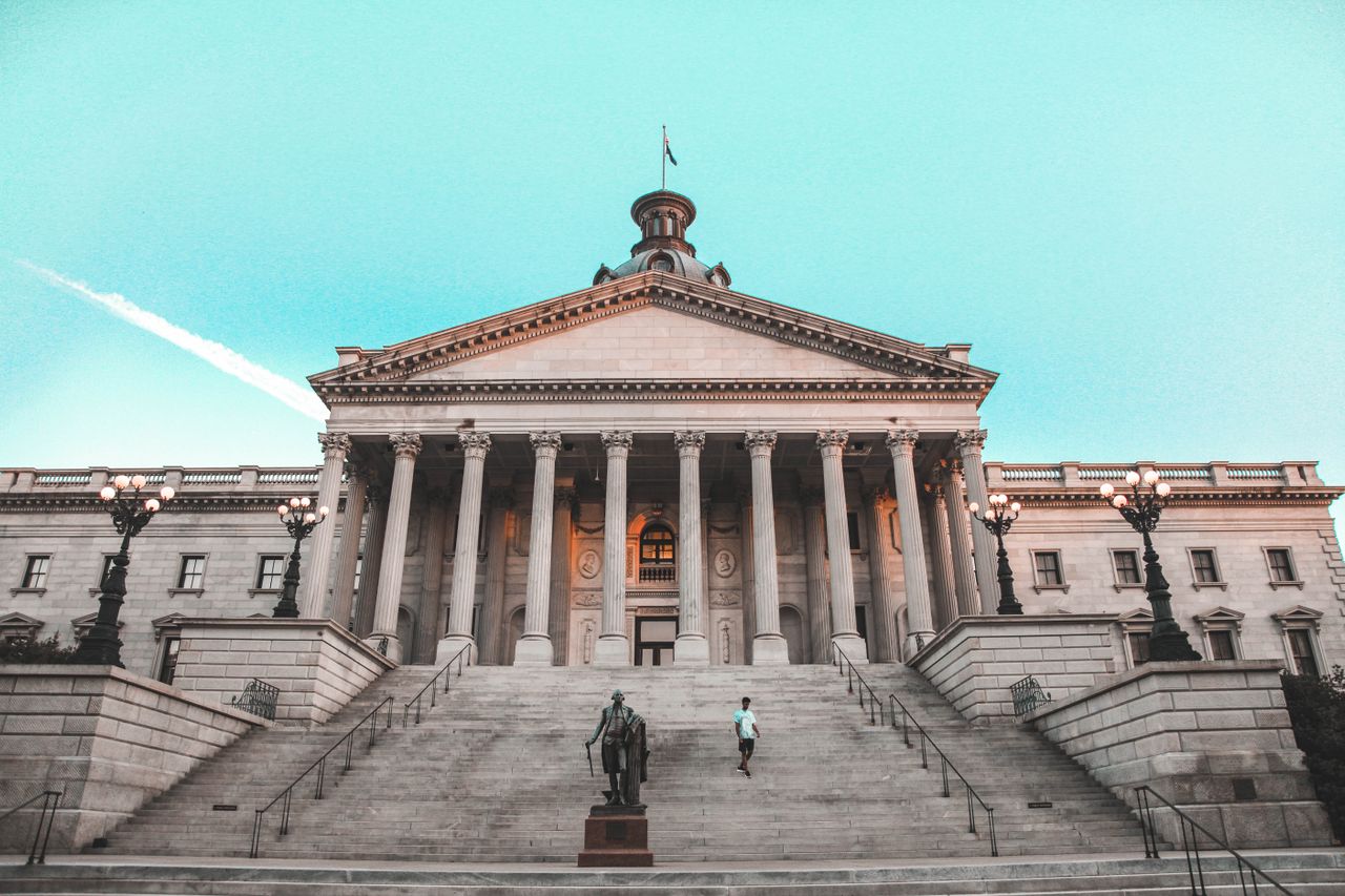 South Carolina State House in Columbia under a clear sky