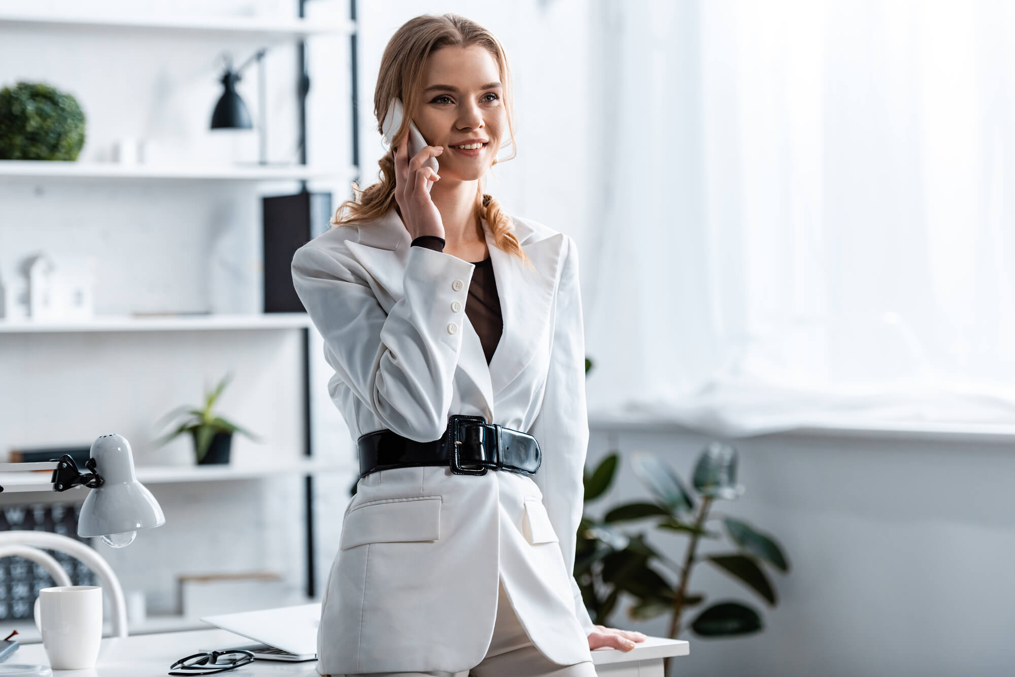 busy women talking by the phone